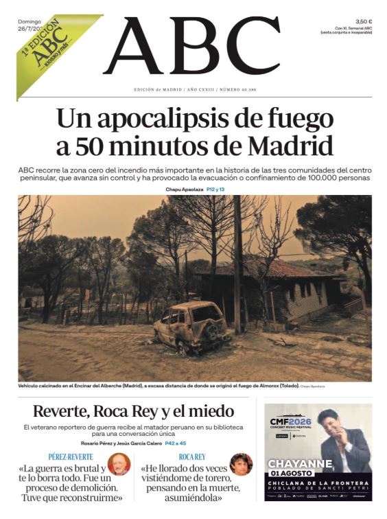 Portadas de la prensa internacional del domingo 26 de julio de 2026