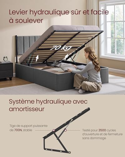 Vue 5 de Vasagle Lit Coffre