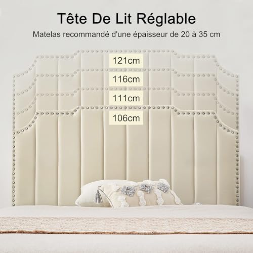 Vue 4 de Vecelo Lit Double Rembourre