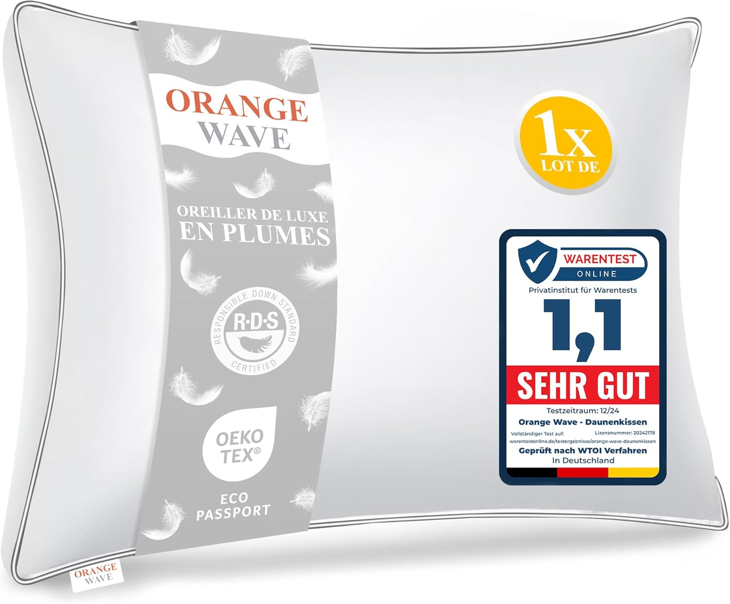 Orange Wave Oreiller Plume