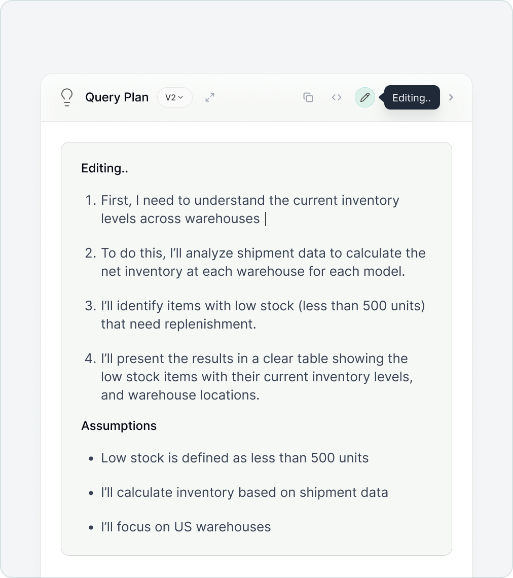 Editable query plans