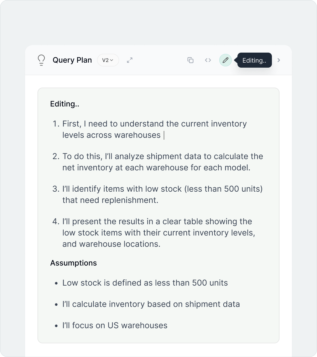 Editable query plans