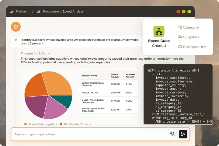 Procurement Spend Analyzer agent UI