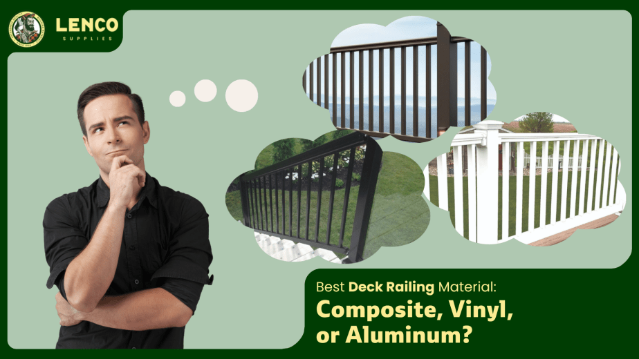 Best deck railing material graphic comparing composite, vinyl, and aluminum railing