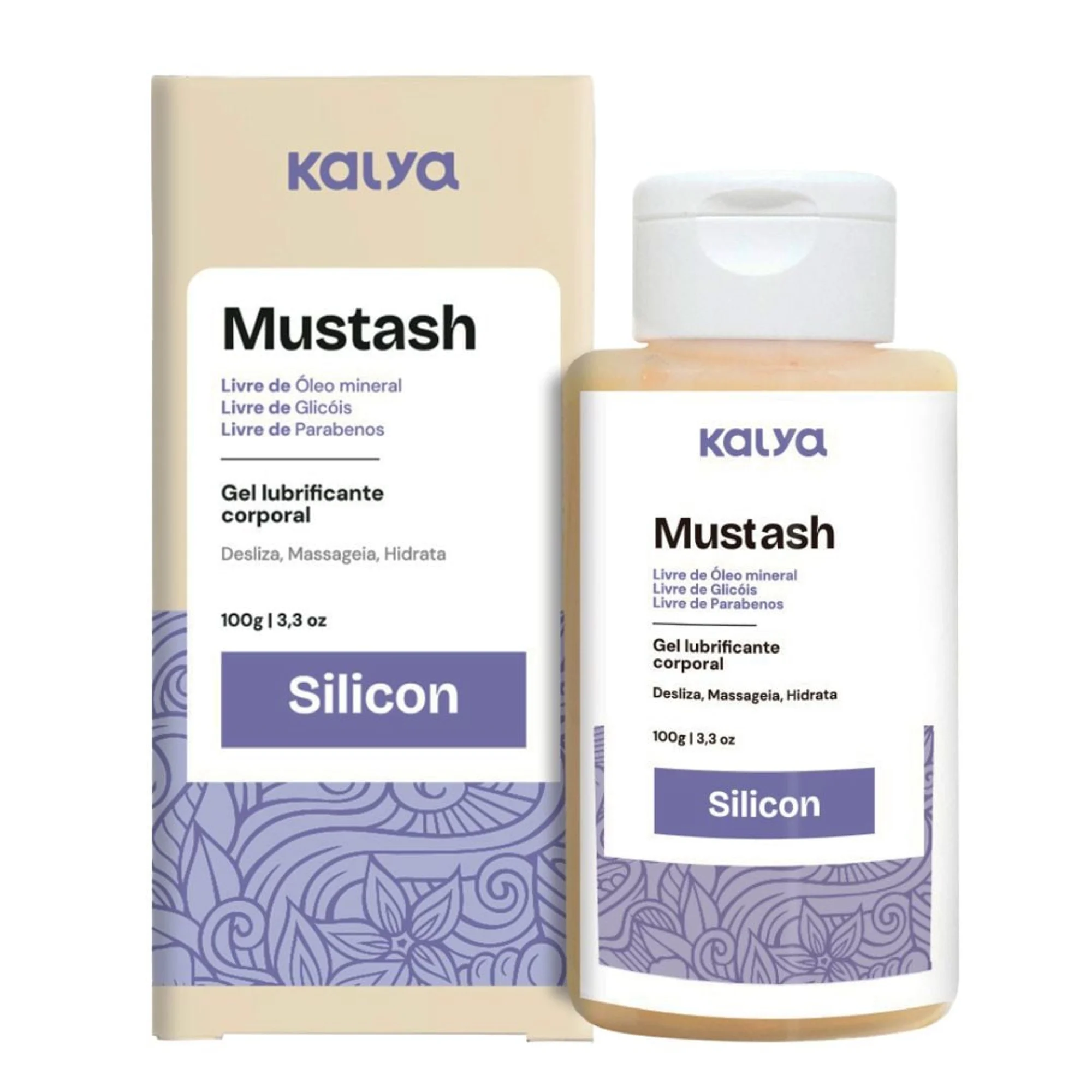 LUBRIFICANTE MUSTASH SILICONADO PARA MASSAGEM ÍNTIMA CORPORAL