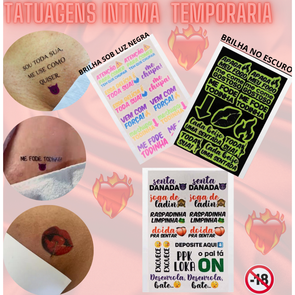 TATUAGENS SACANAS NEON - BRILHA NO ESCURO