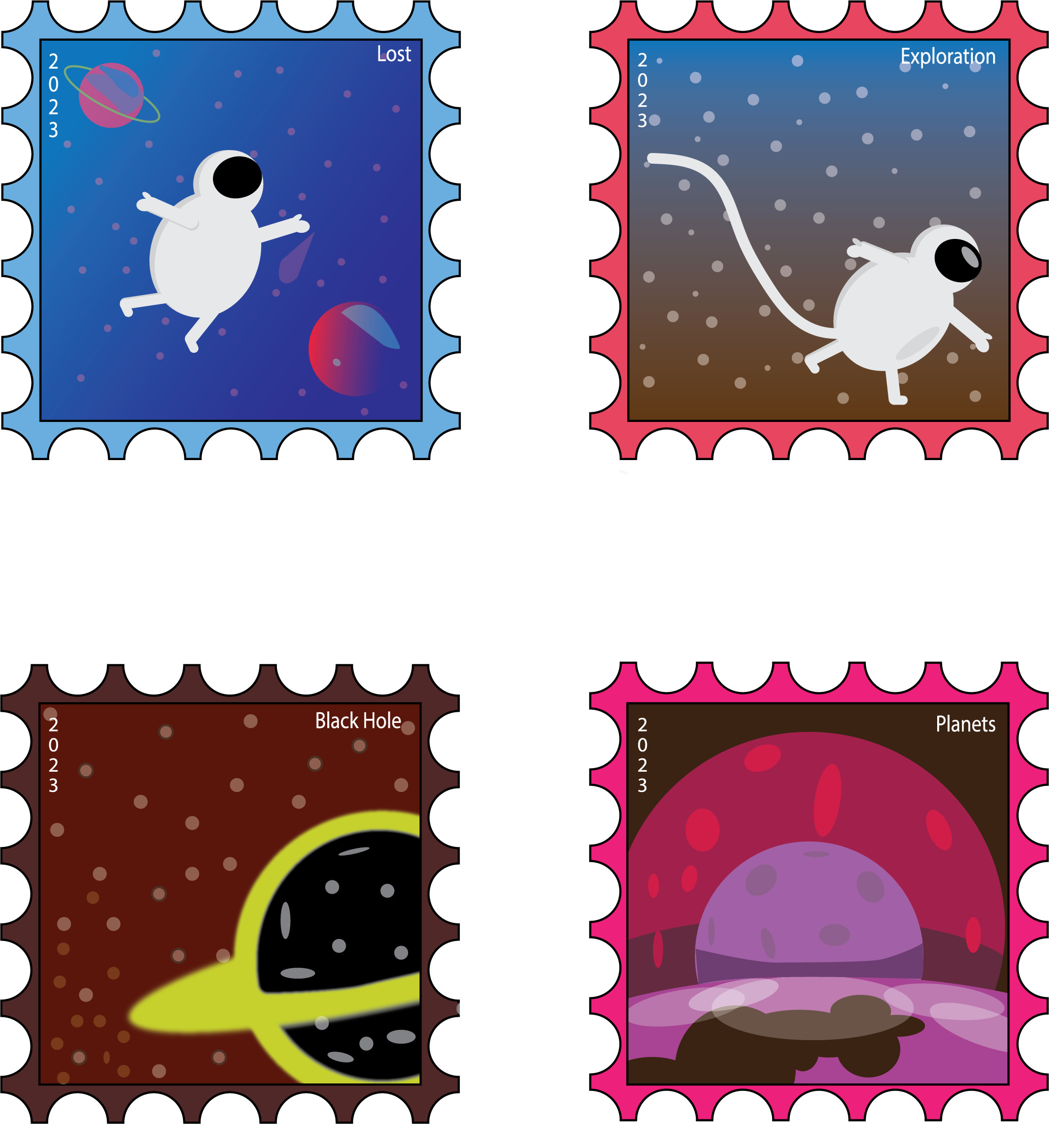 Illustration design that resembles postcards