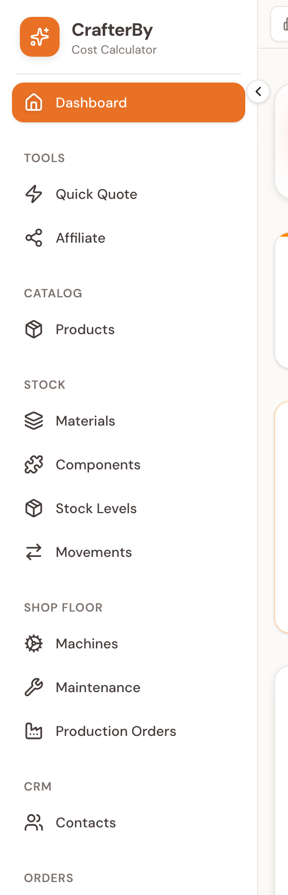 The CrafterBy sidebar