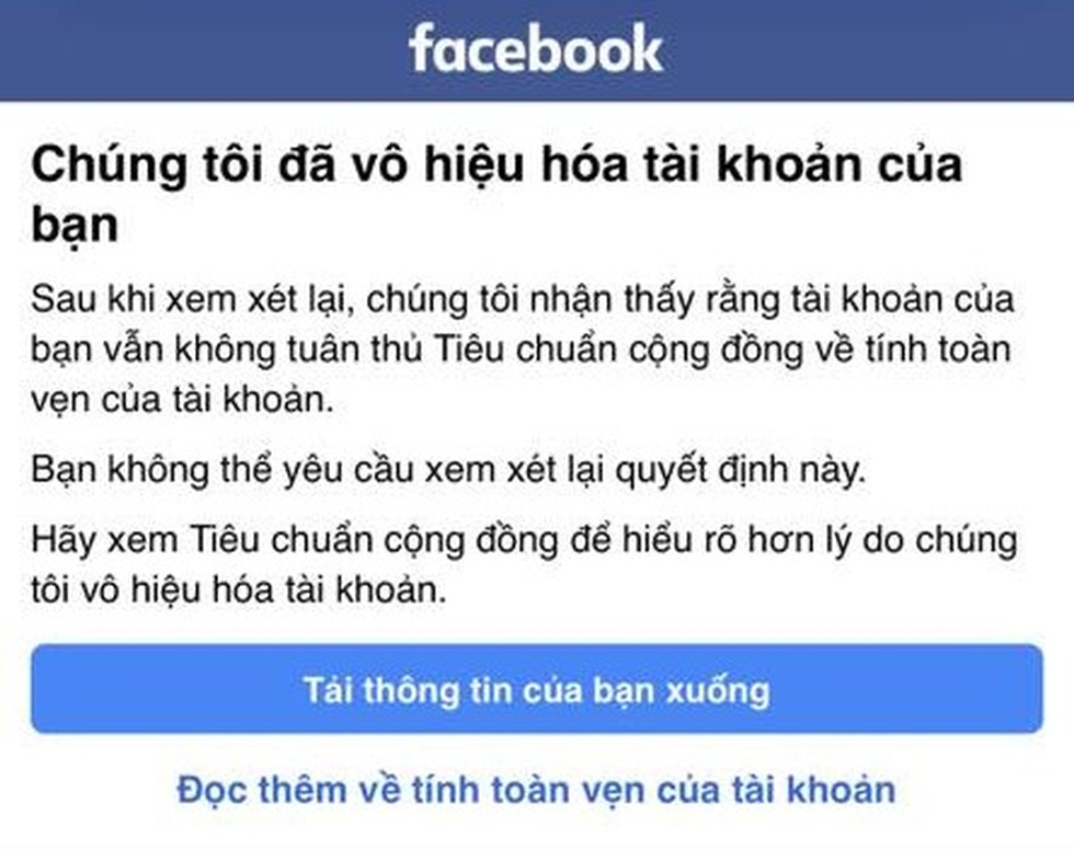 Nhiều người dùng Việt Nam bị khóa tài khoản Facebook không rõ lý do - 4