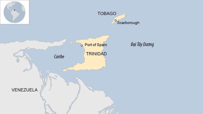 Vị trí Venezuela và đảo quốc Trinidad và Tobago. Đồ họa: BBC
