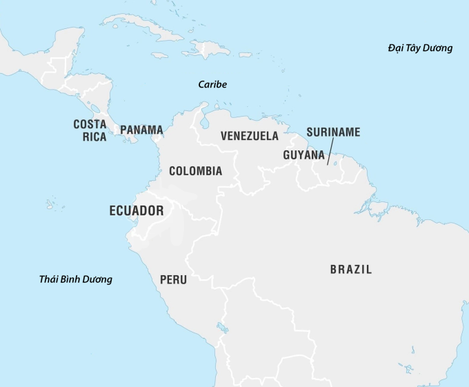 Vị trí Venezuela và các vùng biển xung quanh. Đồ họa: Britannica