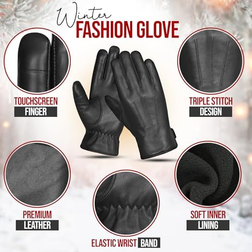Vue 3 de Gants Homme Noir Noir
