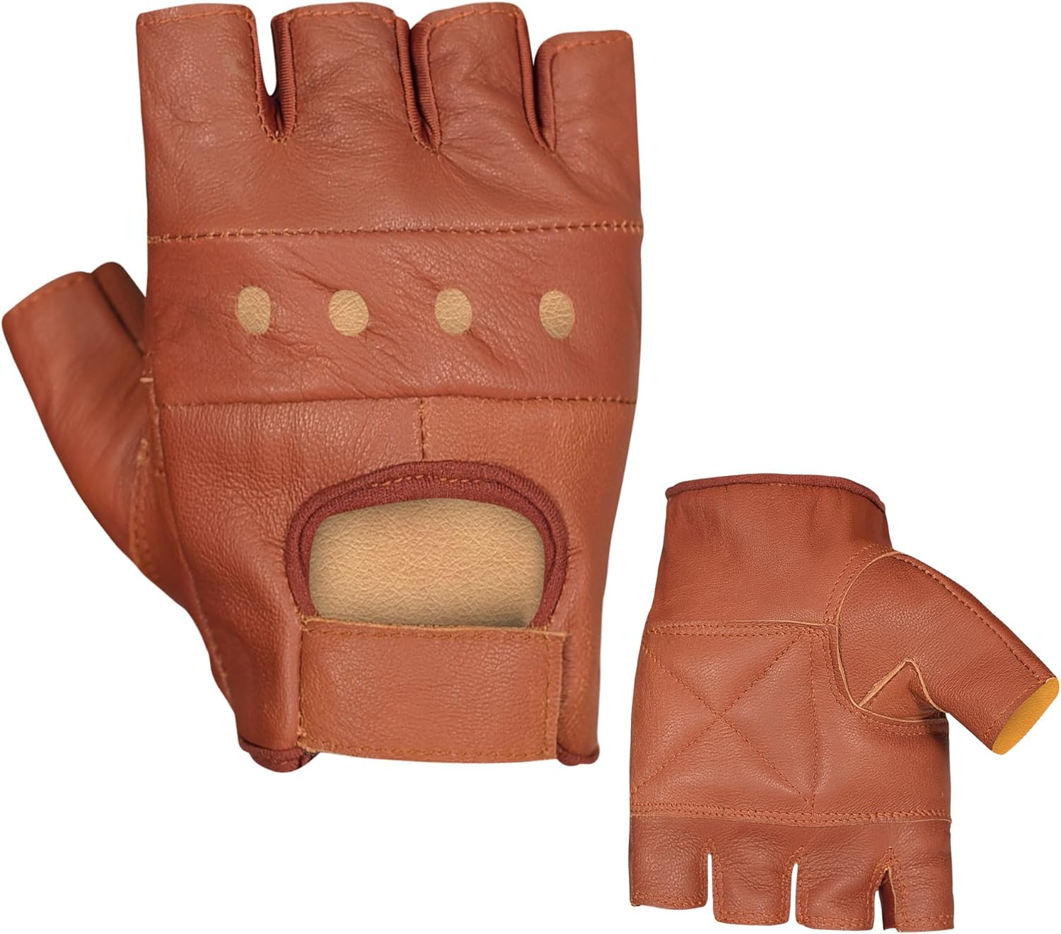Gants Demidoigts En Cuir