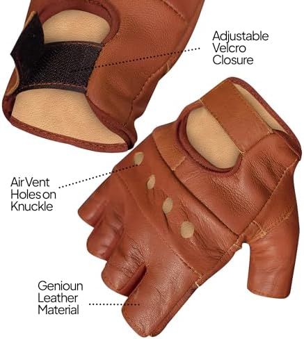 Vue 2 de Gants Demidoigts En Cuir