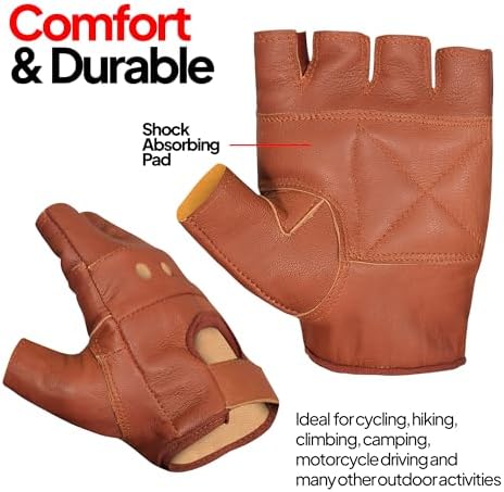 Vue 3 de Gants Demidoigts En Cuir