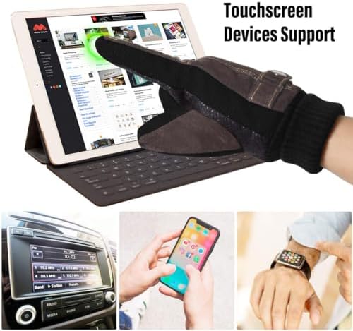 Vue 2 de Gants Thermiques En Cuir