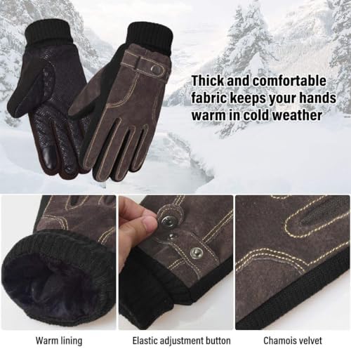 Vue 4 de Gants Thermiques En Cuir