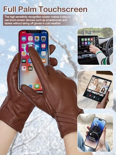 Vue 4 de Gants Cuir Femme Tactiles