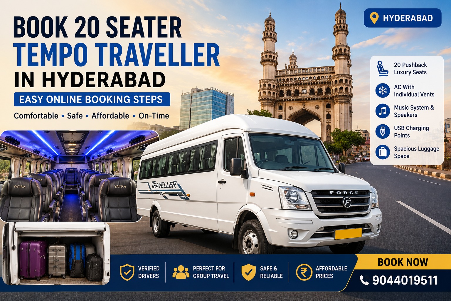 Book 20 Seater Tempo Traveller in Hyderabad Easy Online Booking Steps