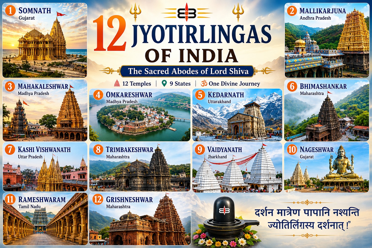 The 12 Jyotirlingas of India