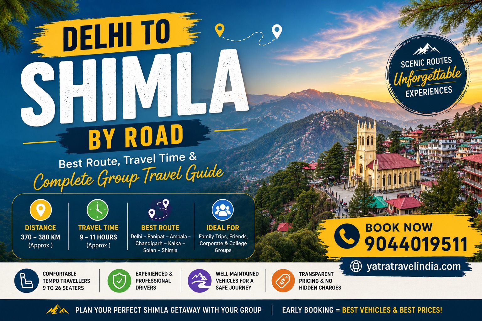 Delhi to Shimla Distance by Road Best Route, Travel Time, Taxi Fare & Tempo Traveller Guide