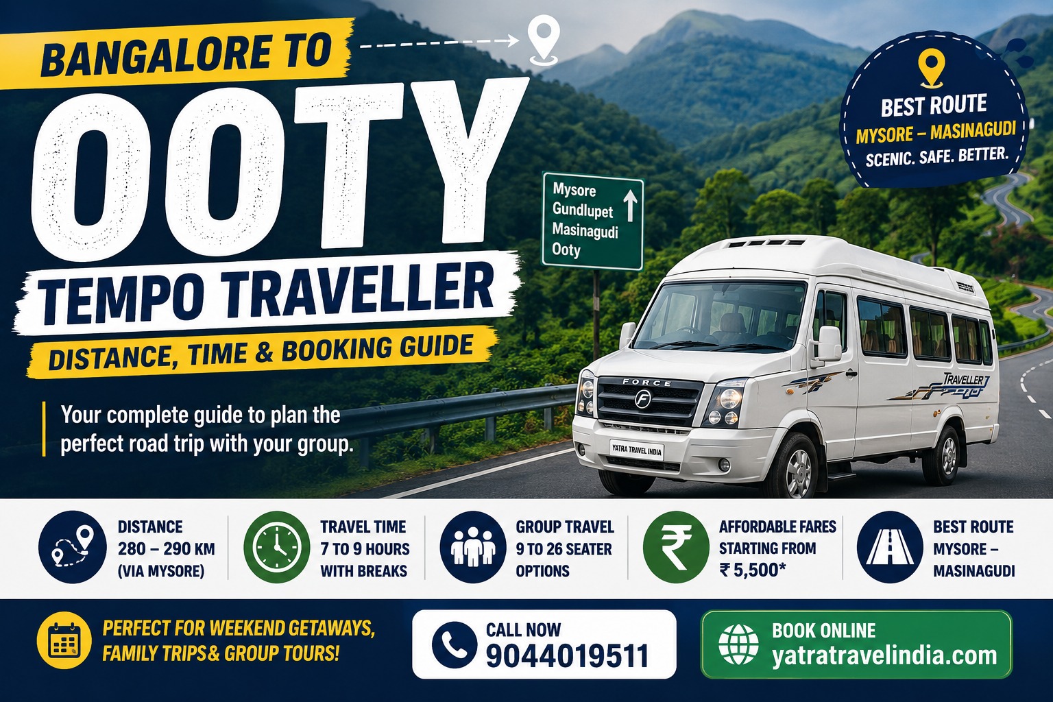 Bangalore to Ooty Road Trip by Tempo Traveller Distance Cost, Route & Booking Guide