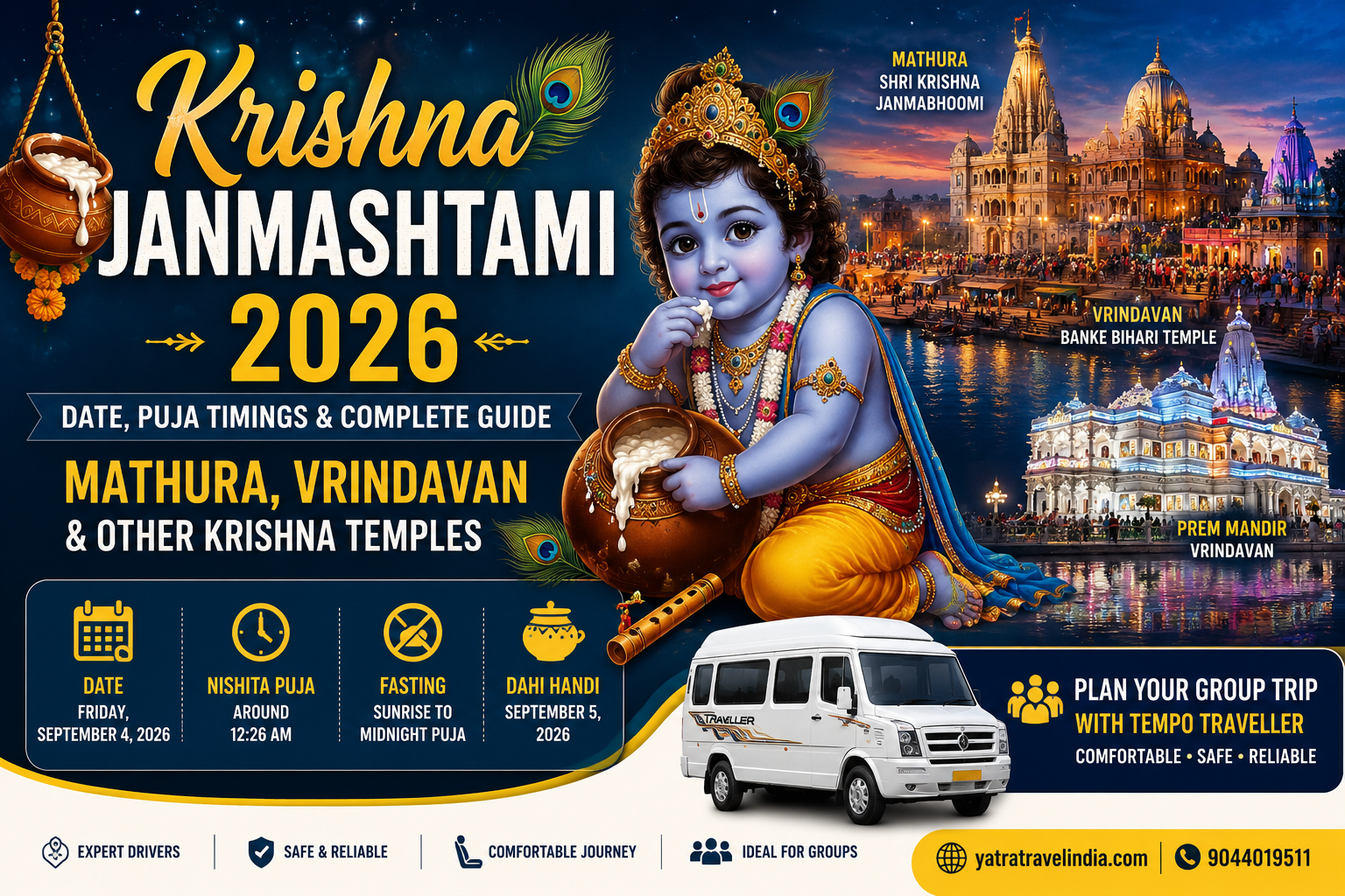 Janmashtami 2026: Date, Puja Time & Mathura Vrindavan Guide