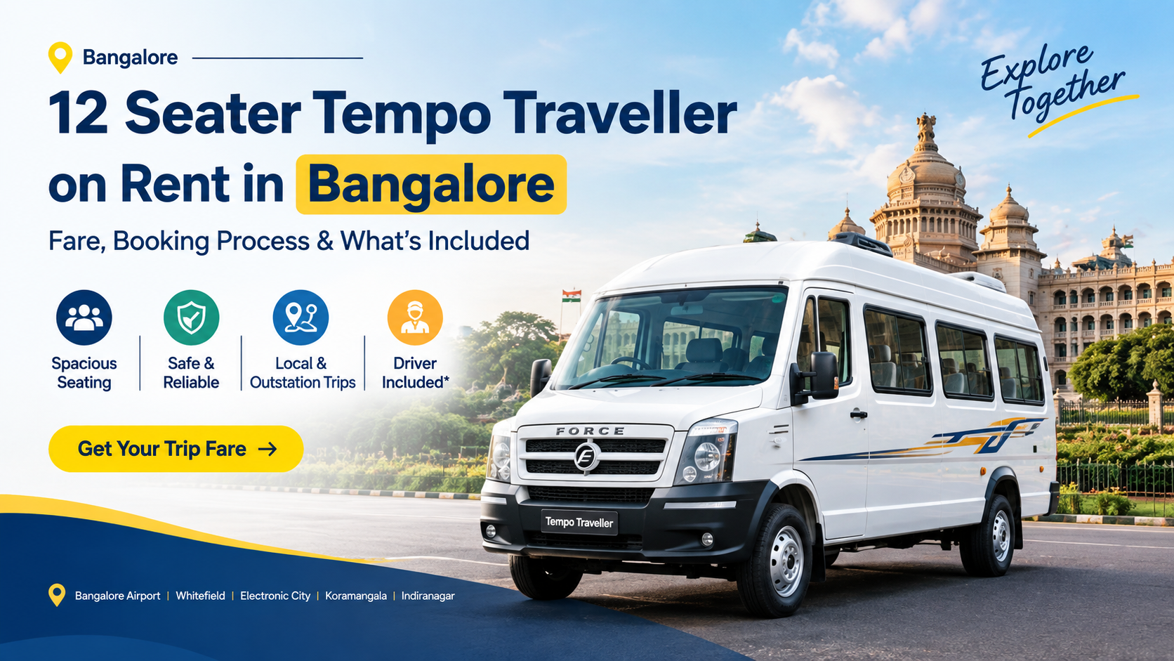 12 Seater Tempo Traveller Hire in Bangalore | Fare & Booking