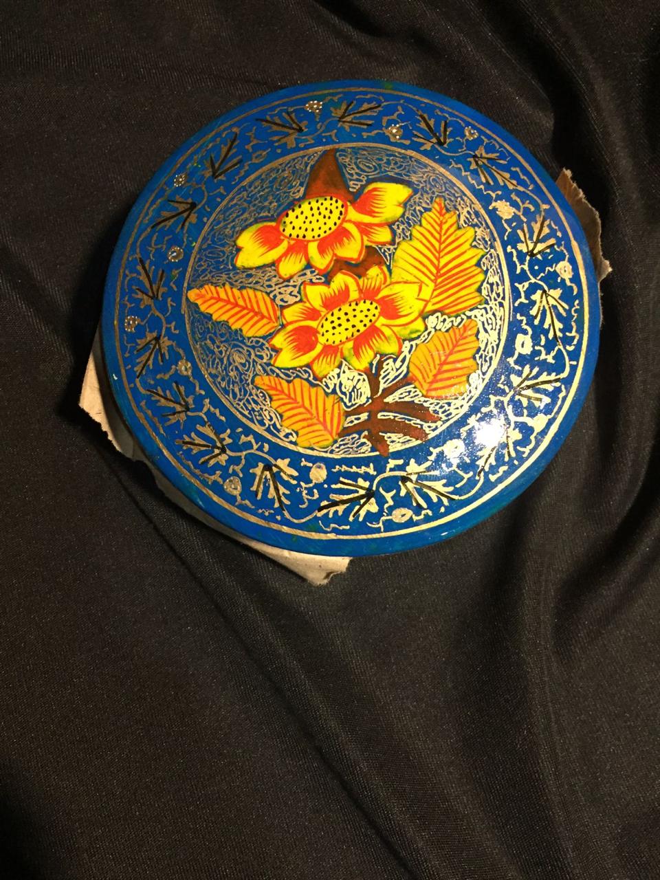 Blue Floral Round Box, from The Kashmir Knot Kashmiri Handicrafts
