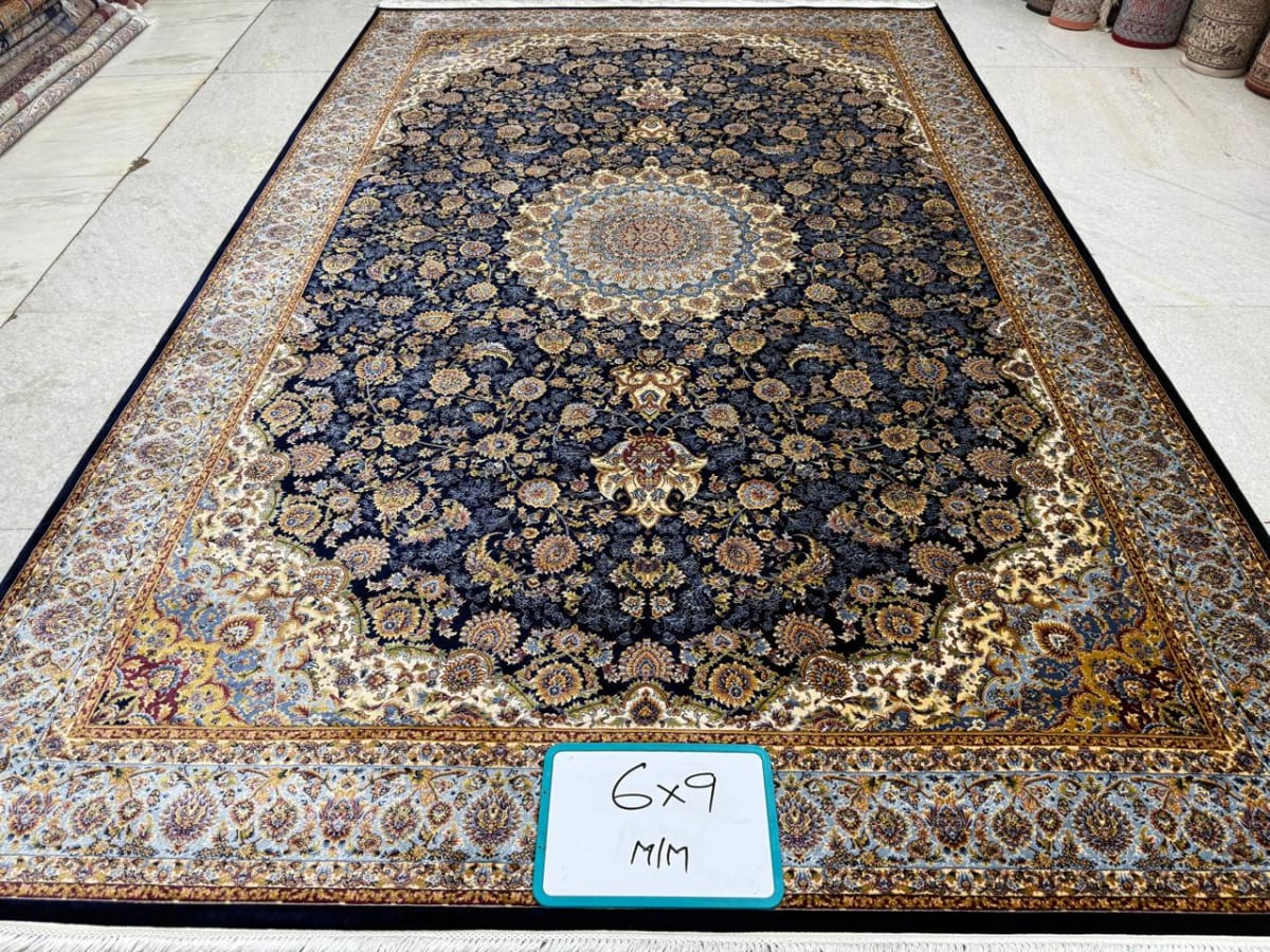 Midnight Floral Medallion Hand-Tufted Carpet, from The Kashmir Knot Hand-Tufted Carpets