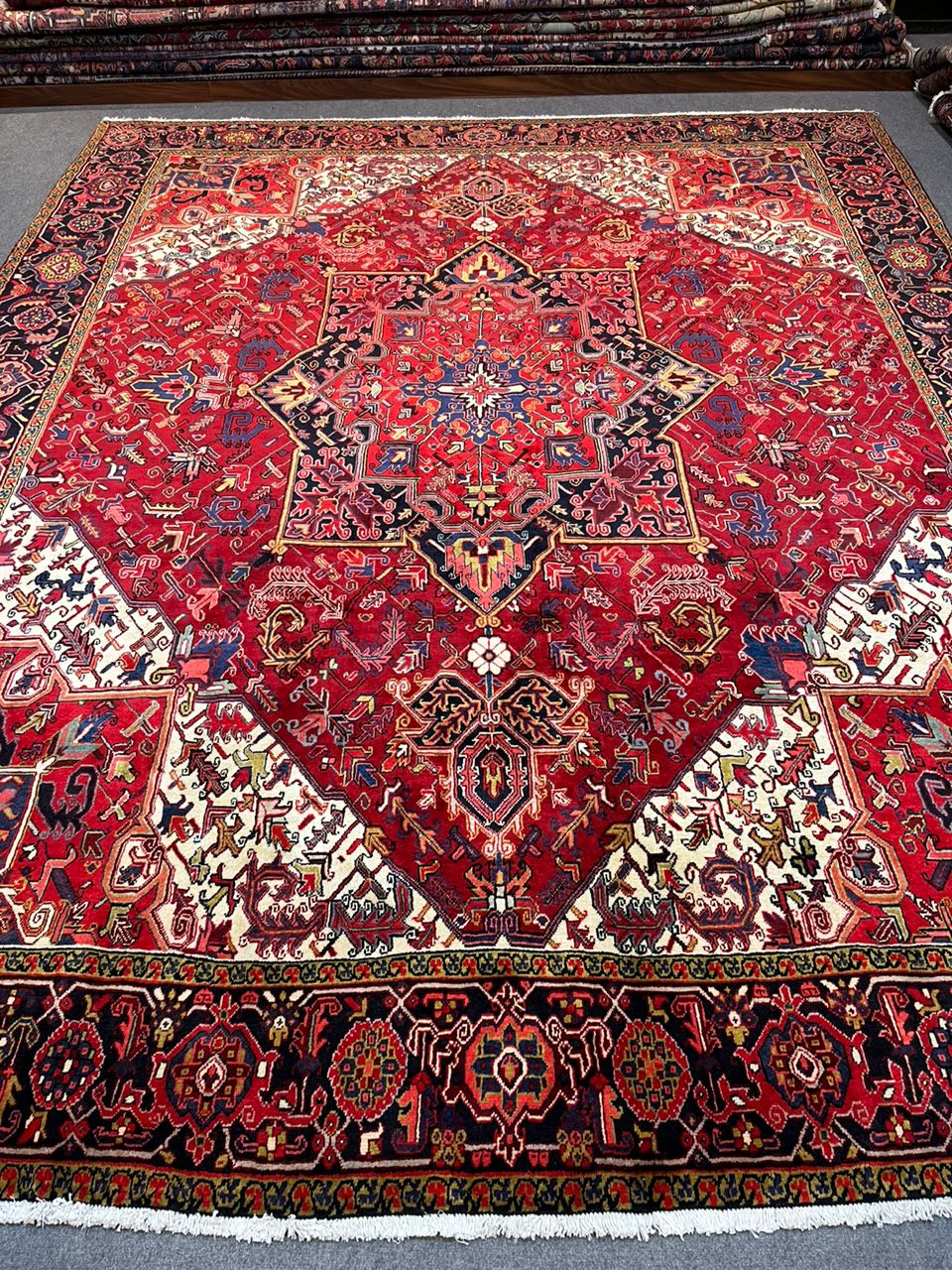 Crimson Ivory Corner Carpet, from The Kashmir Knot Handmade Kashmiri Carpets