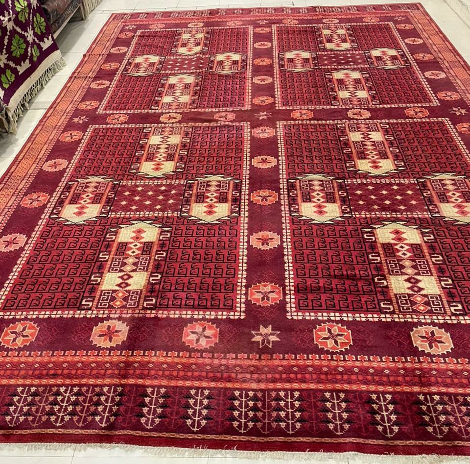 Ruby Lattice Garden Carpet, from The Kashmir Knot Handmade Kashmiri Carpets