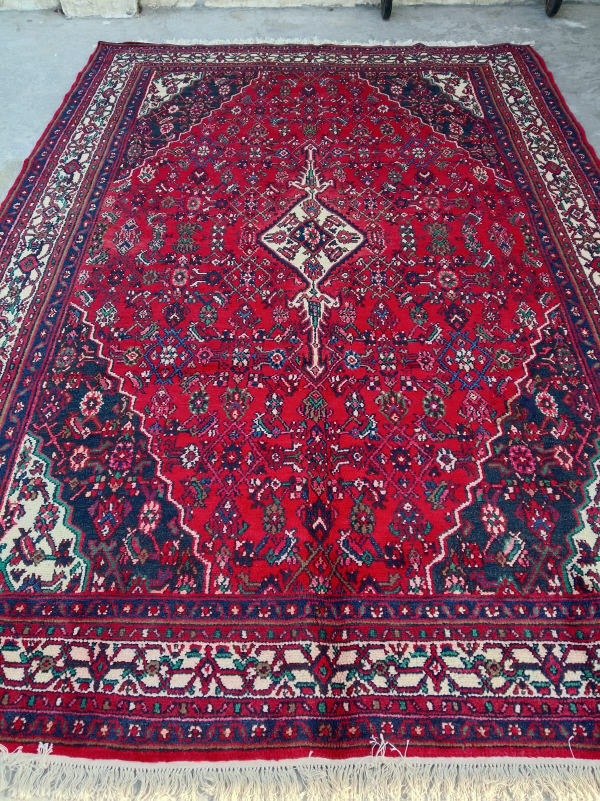 Crimson Diamond Medallion Carpet, from The Kashmir Knot Handmade Kashmiri Carpets