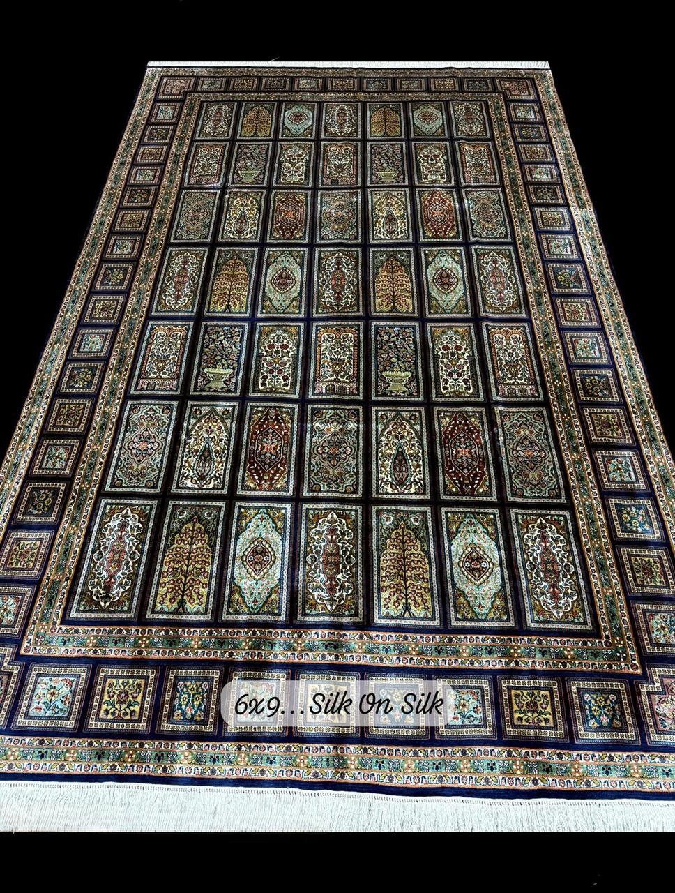 Panelled Garden Sampler Carpet, from The Kashmir Knot Handmade Kashmiri Carpets