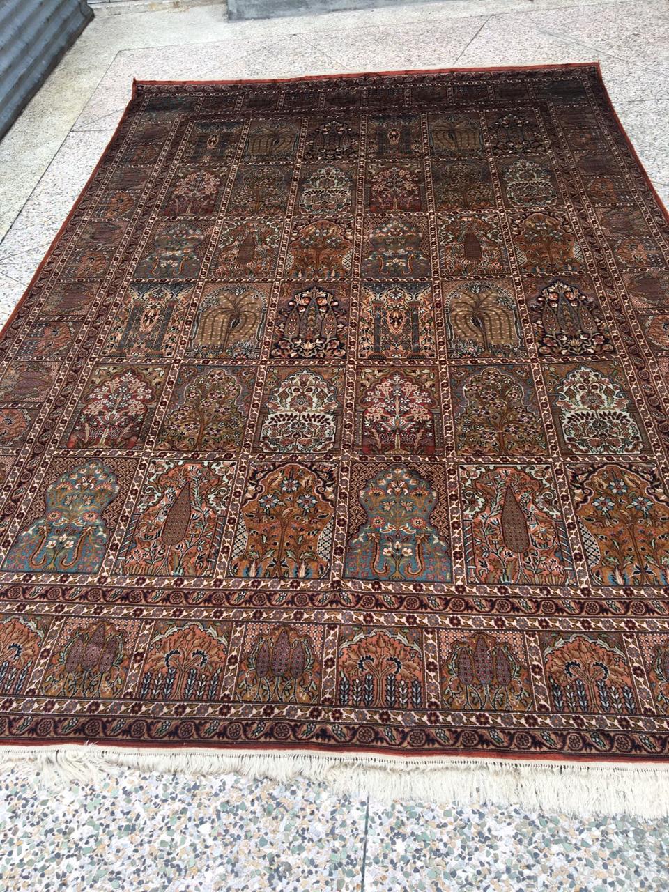 Walnut Lattice Prayer Carpet, from The Kashmir Knot Handmade Kashmiri Carpets