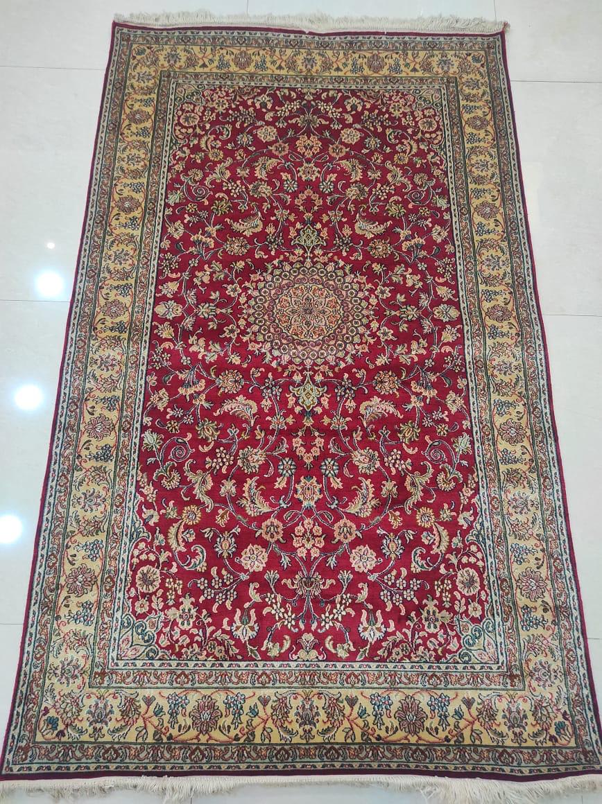 Ruby Ivory Floral Runner, from The Kashmir Knot Handmade Kashmiri Carpets