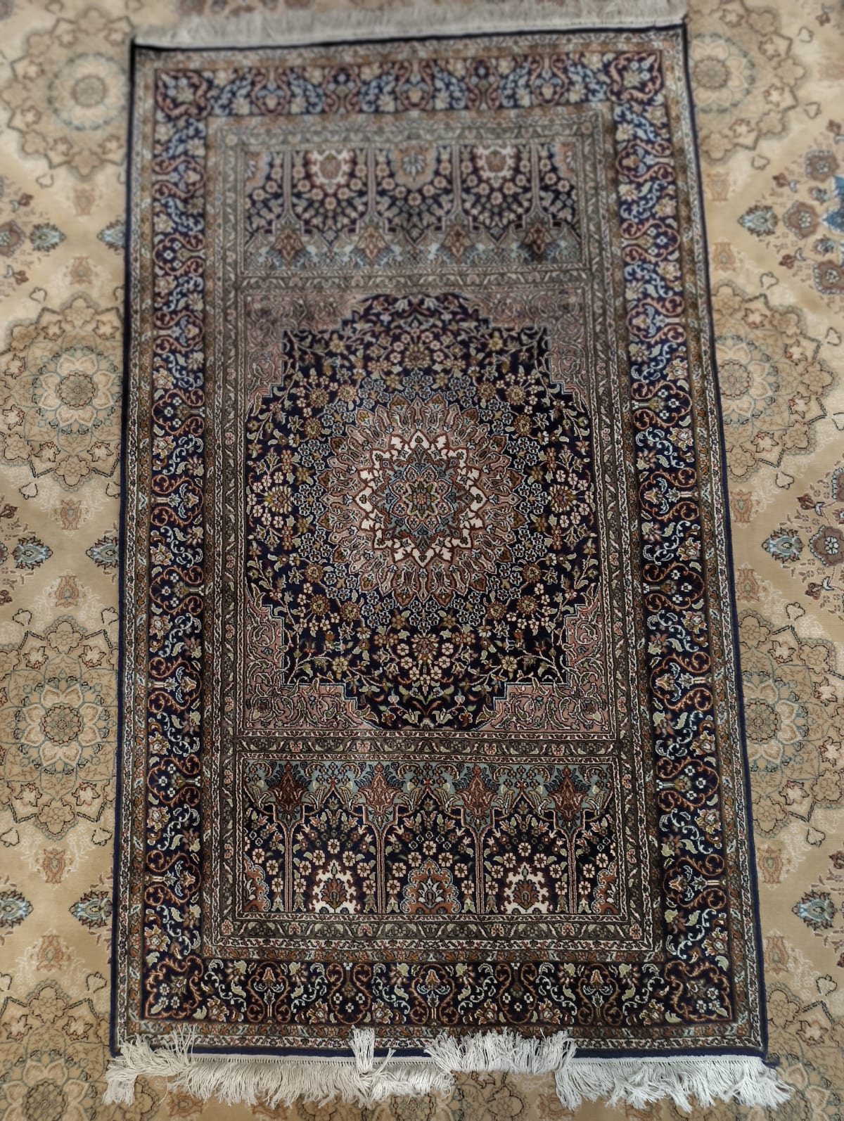 Charcoal Round Medallion Carpet, from The Kashmir Knot Handmade Kashmiri Carpets