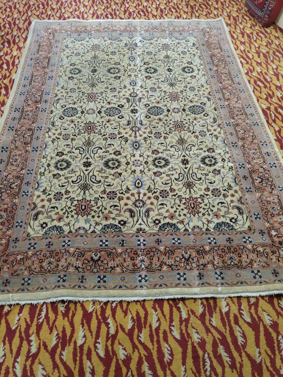 Ivory Floral Fringe Carpet, from The Kashmir Knot Handmade Kashmiri Carpets