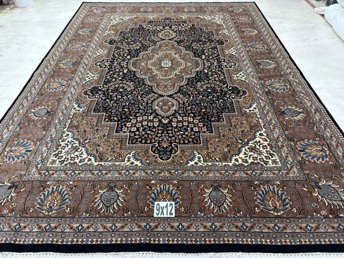 Taupe Floral Medallion Carpet, from The Kashmir Knot Handmade Kashmiri Carpets