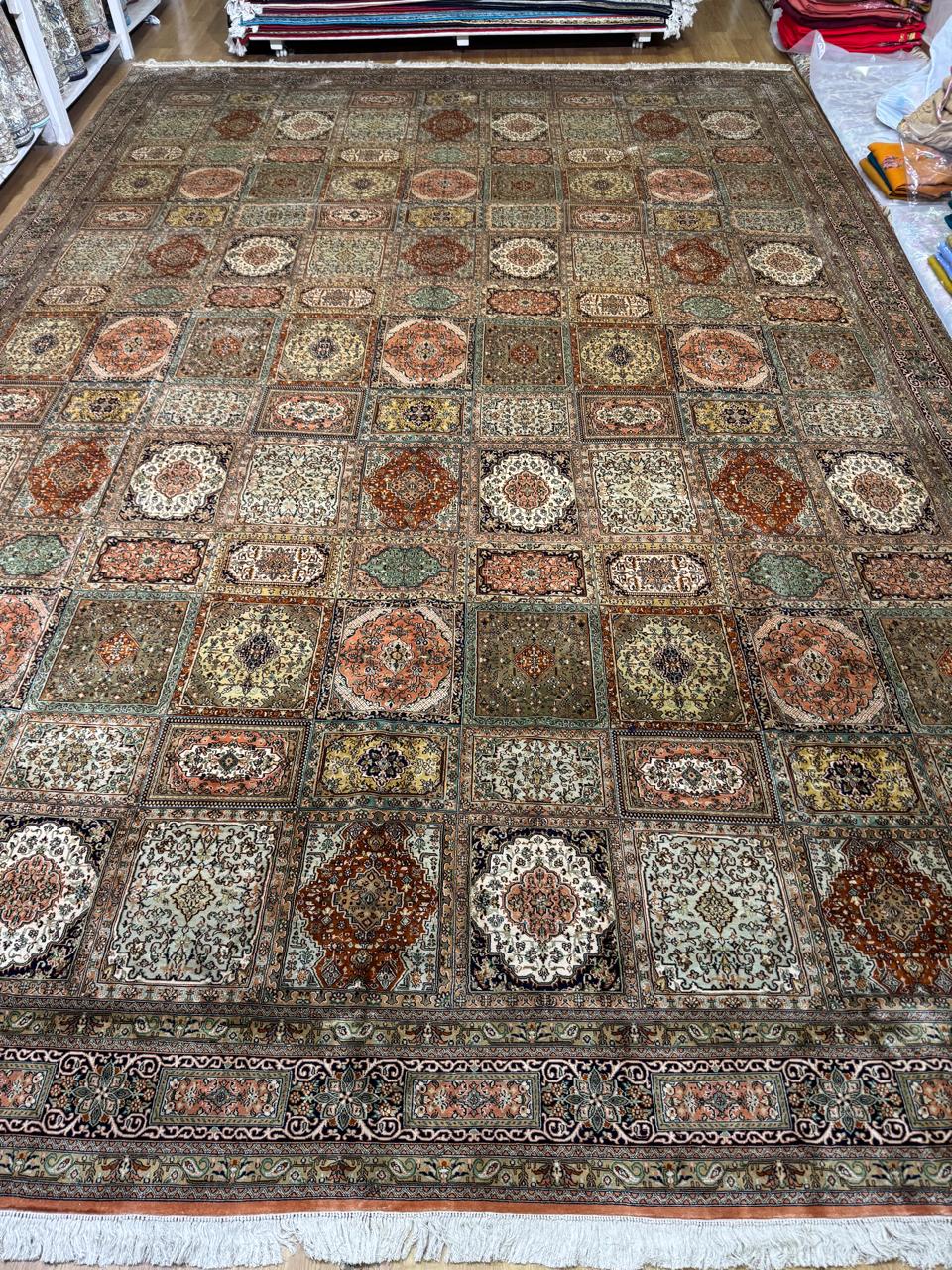 Walnut Mosaic Garden Carpet, from The Kashmir Knot Handmade Kashmiri Carpets
