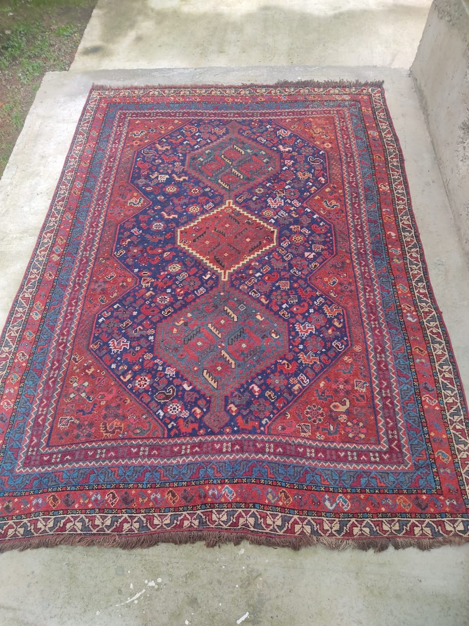 Crimson Tribal Diamond Carpet, from The Kashmir Knot Handmade Kashmiri Carpets