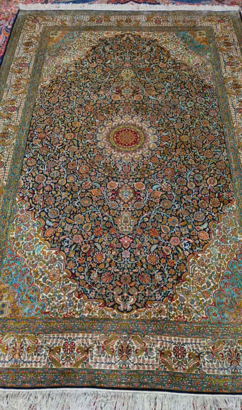 Midnight Floral Court Medallion Carpet, alternate detail view 3
