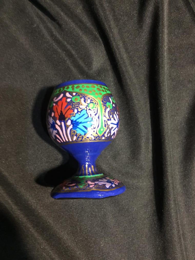 Painted Blue Goblet, Kashmiri handicraft