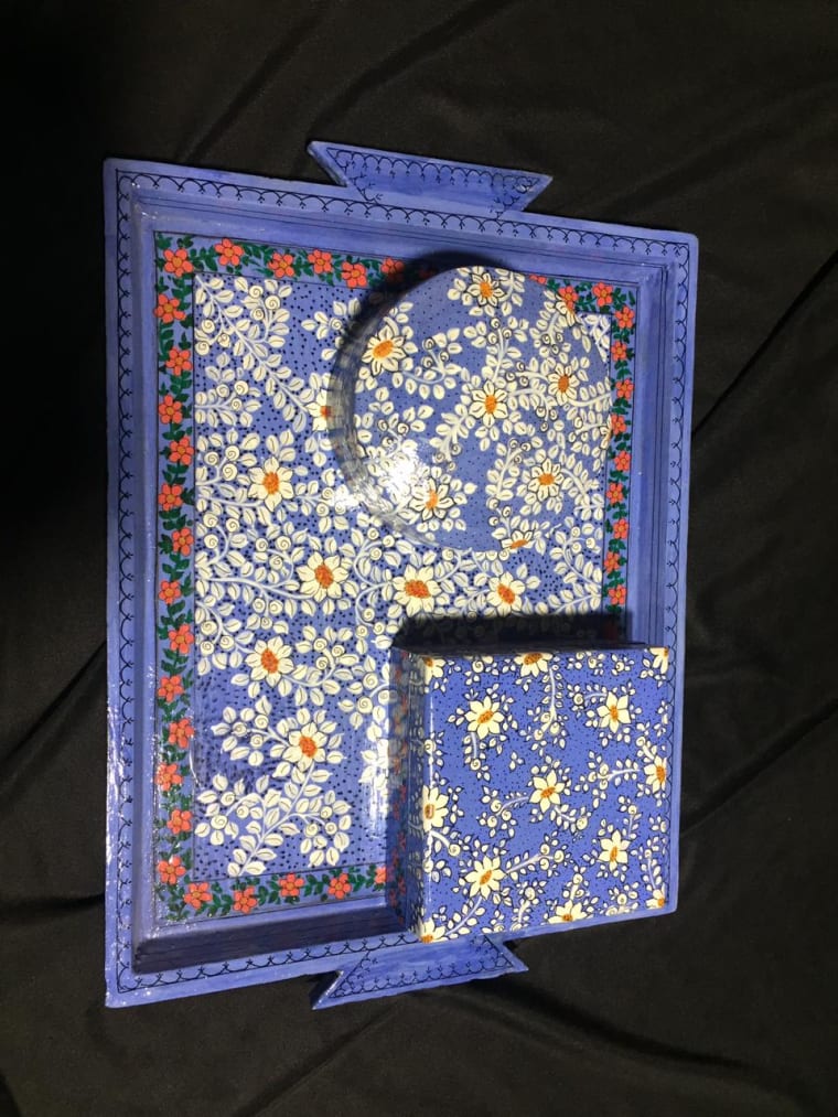 Blue Garden Stationery Set, Kashmiri handicraft