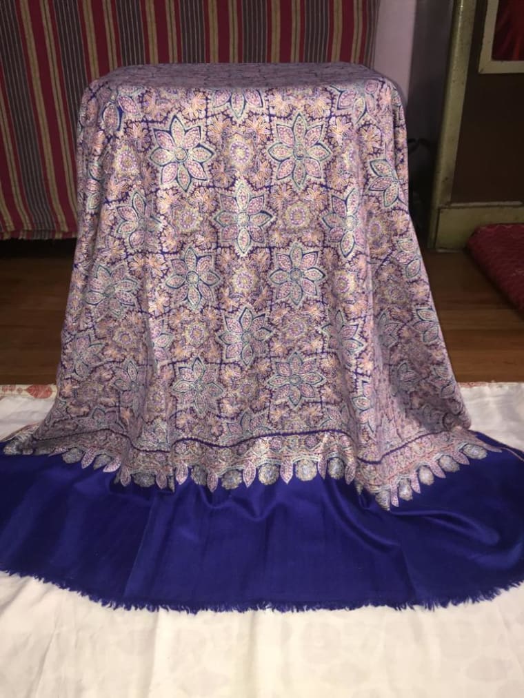 Indigo Bloom Jamawar