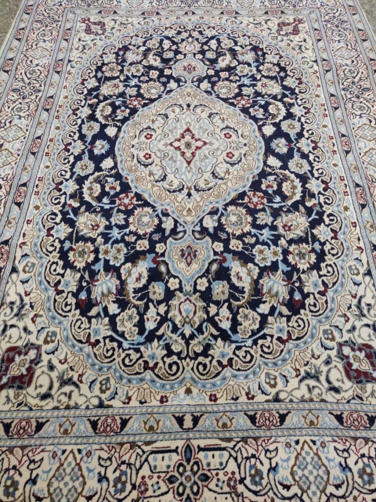 Ivory Navy Medallion Carpet