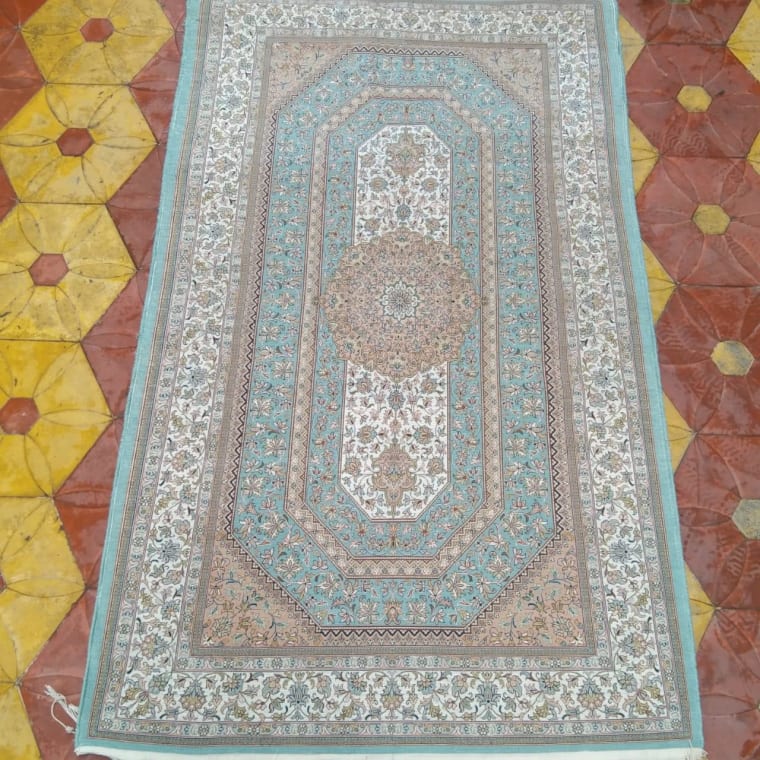 Powder Blue Prayer Medallion Carpet