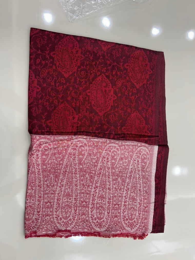 Crimson Paisley Border Pashmina