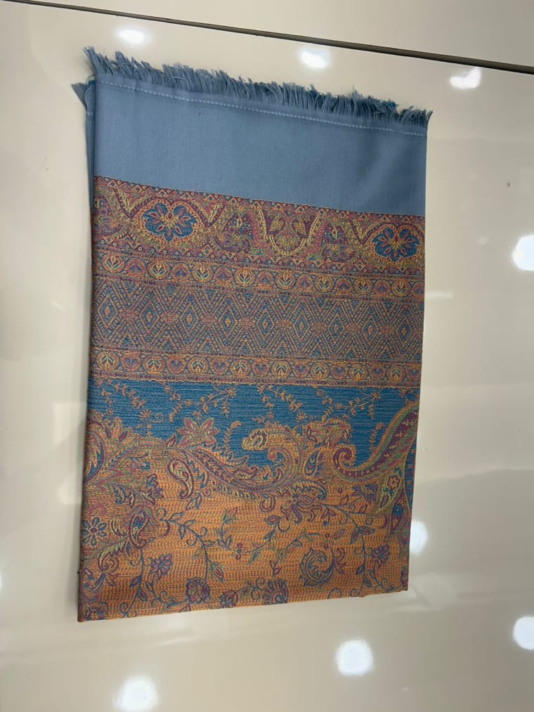 Sky Blue Kani Border Pashmina, Pashmina shawl