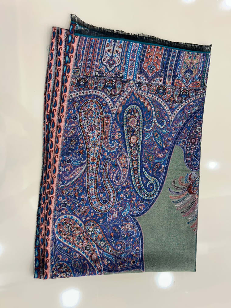 Navy Paisley Pashmina